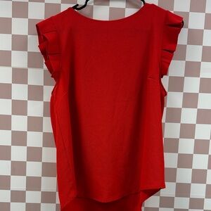 Monteau Vibrant Red Ruffle Sleeve Blouse